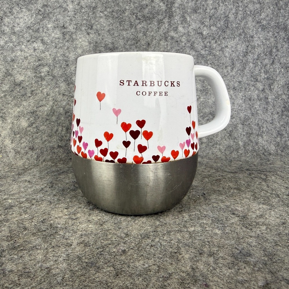 Starbucks VALENTINE'S‎ DAY 2007 Heart Balloon Coffee Mug Stainless Steel Bottom